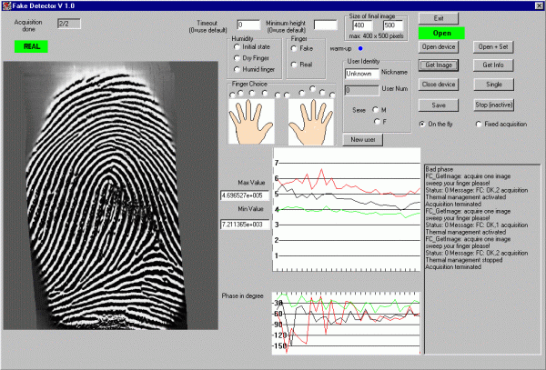 Screenshot of the acquisition program